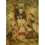 William Mulready (Irish 1786-1863): Family on the Cottage Doorstep, watercolour signed 29cm x 21.