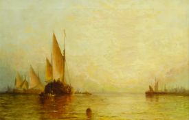 George Stainton (British 1838-1900): 'Haybarge at Sunset',