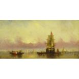 Attrib. William Adolphus Knell (British 1805-1875): Shipping at Sunset, oil on canvas unsigned