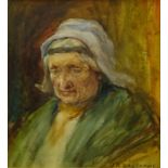 Joseph Richard Bagshawe (Staithes Group 1870-1909): Portrait of an Old Lady,
