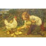 Dame Laura Knight (Staithes Group 1877-1970): Children with Hen and Chicks,