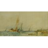 John D Bell (British fl. 1865-1910): Fishing Boats off the Coast, watercolour signed and dated 1875