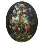 Rita Repton (Early 20th century): Still Life of Flowers, oval watercolour signed and dated 1928,