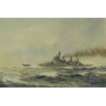 Frank Watson Wood (Scottish 1862-1953): 'HMS Duke of York', watercolour signed and dated 1940,