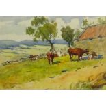 James William Booth (Staithes Group 1867-1953): Cattle Grazing,