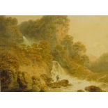 Francis Nicholson (British 1753-1844): 'Cascade in Mossdale, Wensleydale', watercolour,