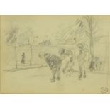 Attrib. James Abbott Mcneill Whistler (USA 1834-1903): Children Playing, pencil with studio stamp