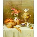 Gregori (Lysechko) Lyssetchko (Russian 1939-): Still Life of the Breakfast Table,