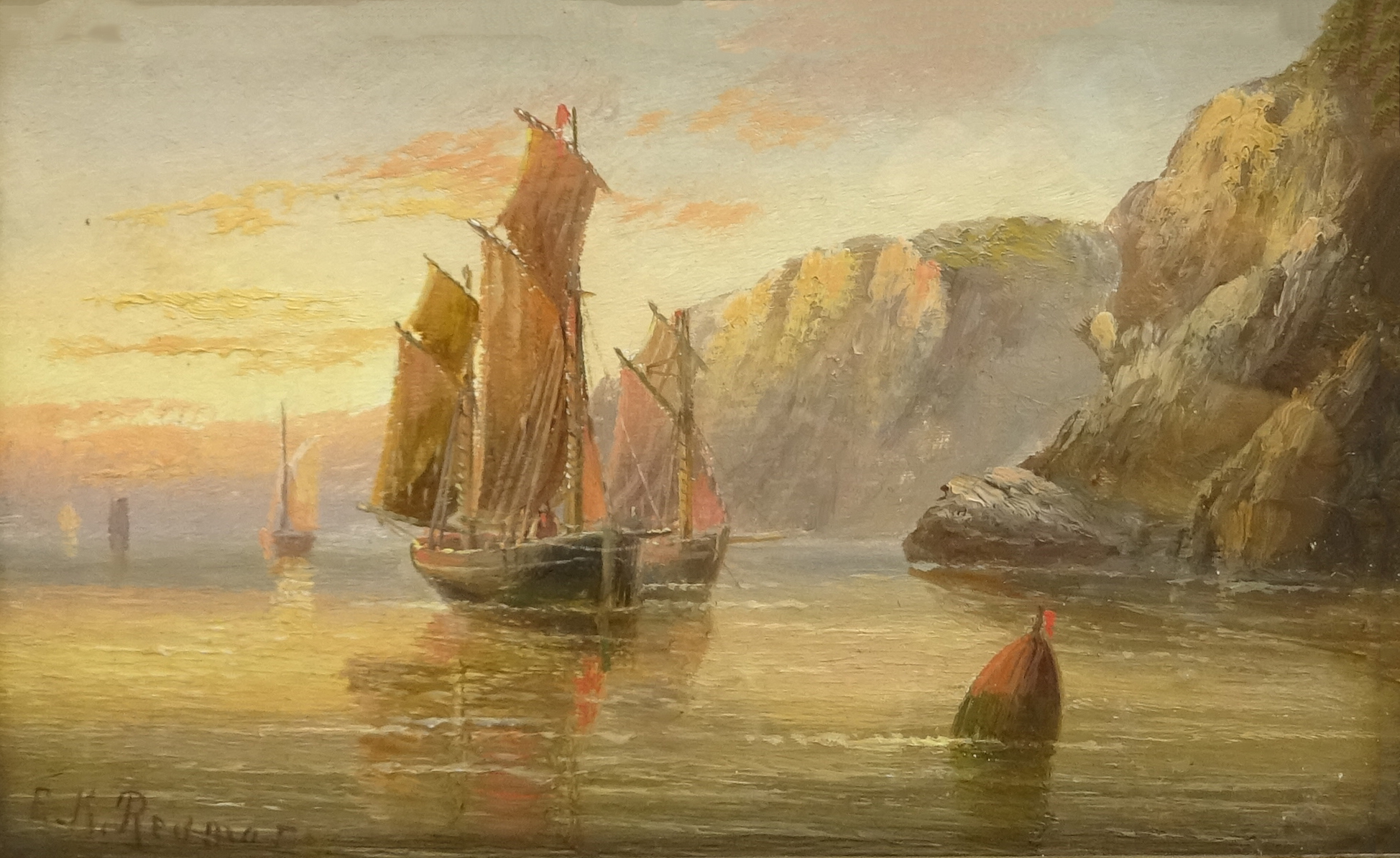Edward King Redmore (British 1860-1941): Coastal scenes - Calm and Storm at Sunset, - Image 3 of 3