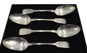 Four William IV silver serving spoons, fiddle pattern by Mary Chawner, London 1834 10.