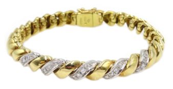 Mouawad 18ct gold articulated bracelet, pave set round cut diamonds, signed Mouawad, approx 37.