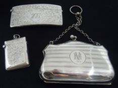 Edwardian silver card case,
