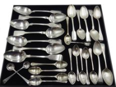 Six Victorian silver dessert spoons by Charles Boyton, London 1858,