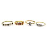 Victorian garnet and diamond ring hallmarked 18ct, diamond ring stamped Palad,