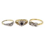 Gold diamond bow set ring, single stone diamond ring,