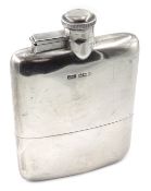 Silver hip flask, with removable gilt lined cover cup by James Dixon & Sons Ltd, Sheffield 1916,