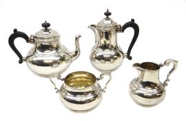 Four piece silver tea service by Wakely & Wheeler, London 1942,