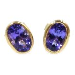 Pair of 9ct gold oval tanzanite stud earrings stamped 925 Condition Report <a