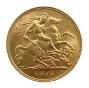 1914 gold half sovereign Condition Report <a href='//www.davidduggleby.
