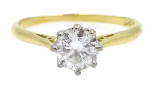 Gold brilliant cut diamond solitaire ring, stamped 18ct, diamond approx 0.