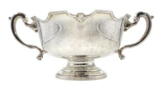 Silver twin handle bowl by Garrard & Co Ltd, Birmingham 1971,
