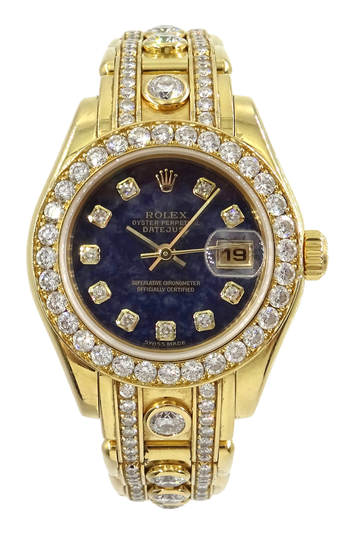 Rolex Oyster Perpetual Datejust Pearlmaster ladies 18ct gold diamond set automatic wristwatch,