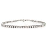 18ct white gold diamond line bracelet, hallmarked, diamond total weight 4.