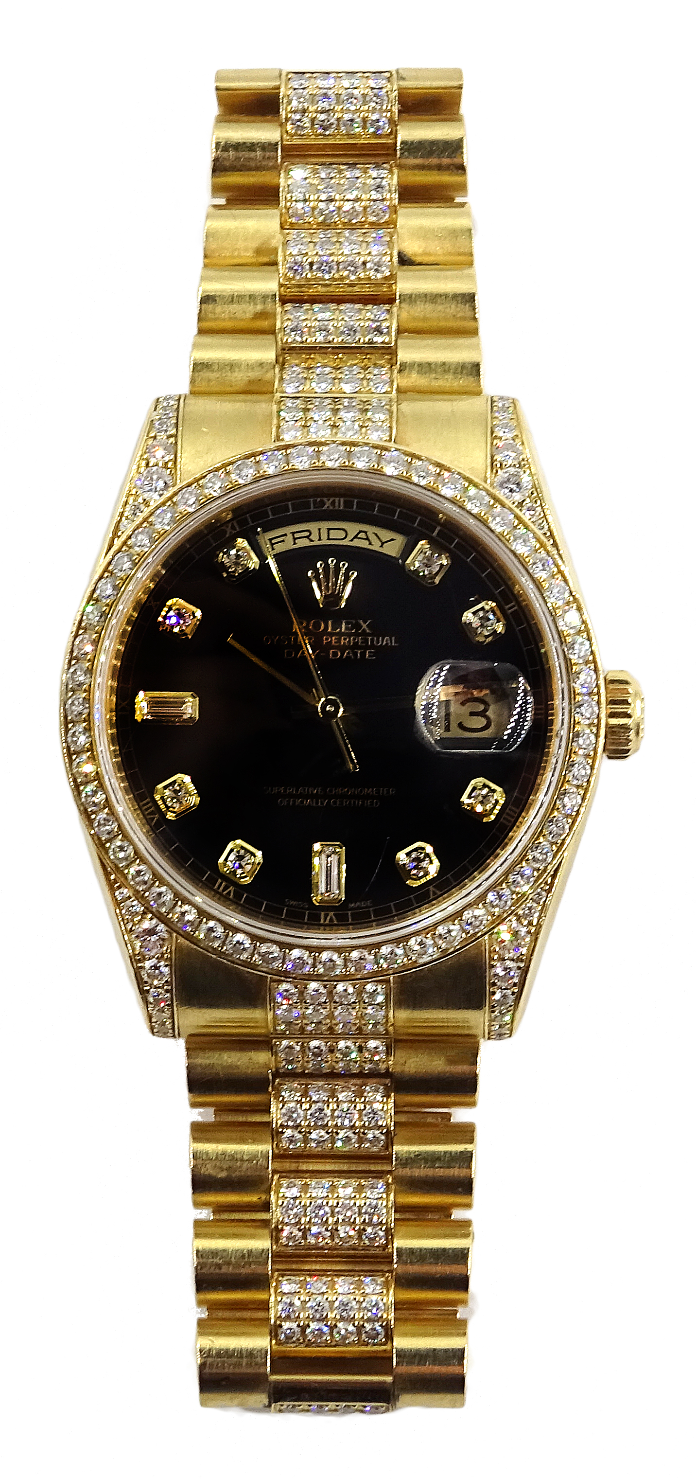 Rolex Oyster Perpetual Day-Date gentleman's 18ct gold diamond set automatic wristwatch, - Image 5 of 11