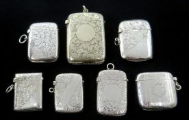 Six Victorian and later vesta cases by Mills & Hill, Joseph Gloster Ltd,
