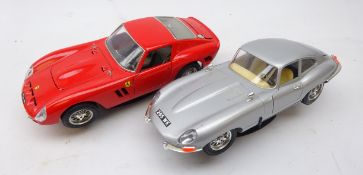 Burago Jaguar "E" & Ferrari GTO diecast vehicles (2)