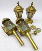 Pair brass carriage lamps H44cm,