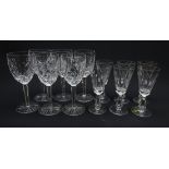Set of six Waterford Glengarriff pattern wine glasses and six Waterford Sheila pattern port glasses,