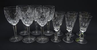 Set of six Waterford Glengarriff pattern wine glasses and six Waterford Sheila pattern port glasses,