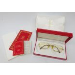 Cartier: Must Santos 18k gold plated glasses, size 55-20,