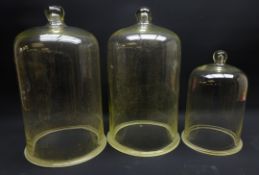 Three Victorian glass cloche,