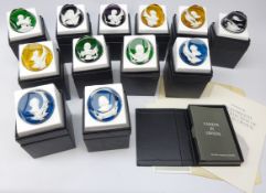 Franklin Mint complete set of twelve 'The Great Leaders of History' Cameos in Crystal,