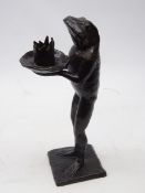 Patinated bronze candle holder in the form of a Frog by Designer Alexander Lamont, stamped Lamont,