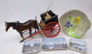 Beswick Bay horse with red and black painted cart,