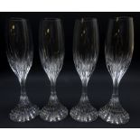 Set of four Baccarat Massena pattern champagne flutes H22cm Condition Report One