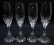 Set of four Baccarat Massena pattern champagne flutes H22cm Condition Report One