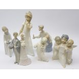 Five Lladro figures comprising Angel Playing the Violin, Bride & Groom,