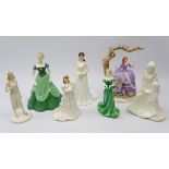 Five Royal Worcester figures: Catherine Duchess of Cambridge, Special Day - New Born, Susannah,