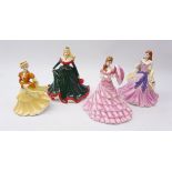 Four Coalport figures: Merry Christmas 2011, Olivia Figurine of the year 2011,