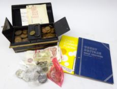 Collection Great British coins and banknotes including Whitman folder containing thirteen pre 1947
