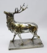 Silvered model of a Stag on rectangular base,