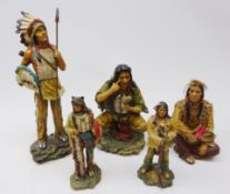 Collection of five models of Native American Indians,