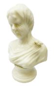 Marble bust of a veiled lady after Cesare Lapini (1848-1895) on socle base,