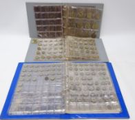Collection of coins in three ring binder folders including; various pre 1947 threepence pieces,