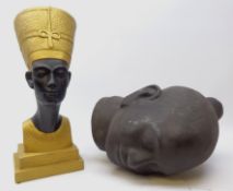 Egyptian Goddess plaster figure in stepped base,