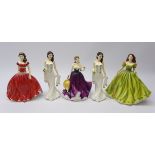 Five Royal Doulton Pretty Ladies figures: Special Gift, Irish Charm, English Rose and two Gabrielle,